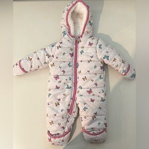 OshKosh B'gosh Pink and White Butterfly Footie Snowsuit